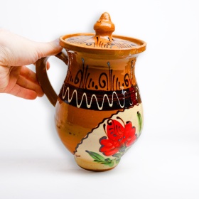 Cana din ceramica corund cu motive traditionale - 1L