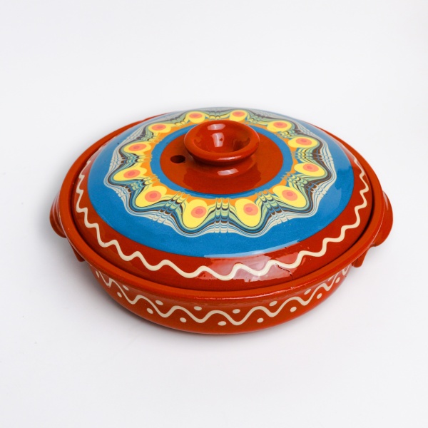 Tigaie din ceramica cu doua manere si capac - 23 cm