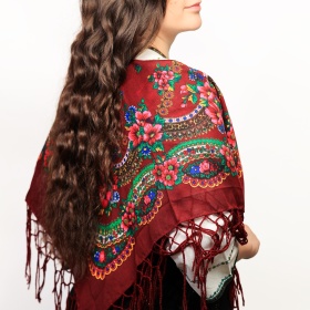 Batic/Esarfa cu franjuri - model floral