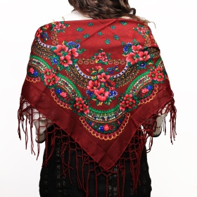 Batic/Esarfa cu franjuri - model floral