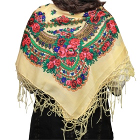 Batic/Esarfa cu franjuri - model floral