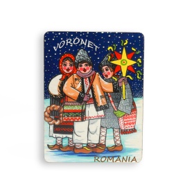 Magnet colindatori cu steaua Bucovina 6 cm x 8 cm