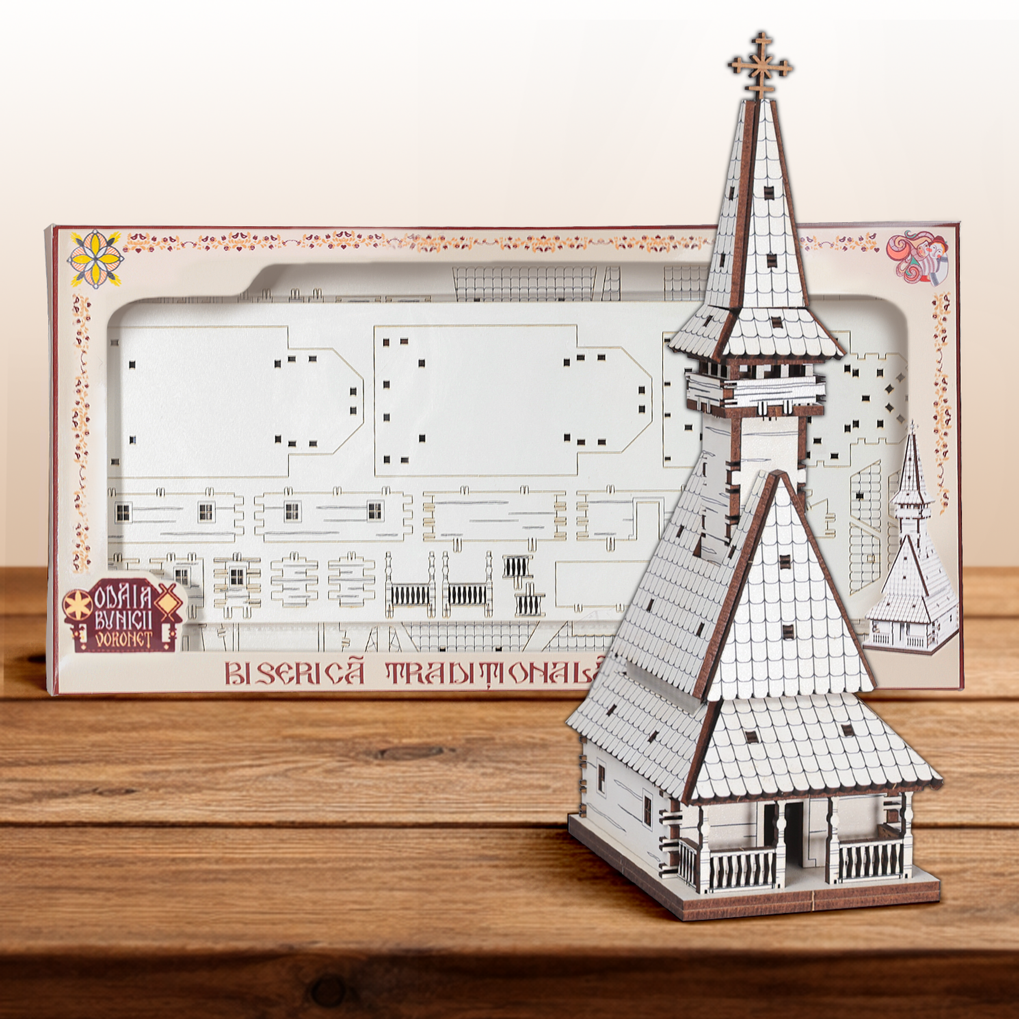 Puzzle 3D Lemn - Biserica Traditionala - 13 cm