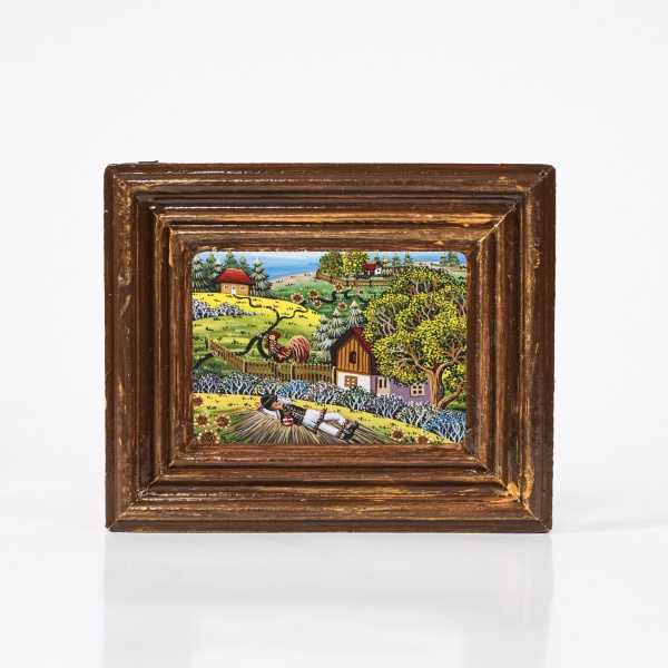 Tablou cu peisaj de vara (decorat pe sticla) - 9cm x 14cm