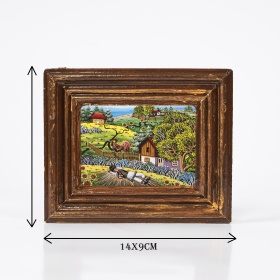 Tablou cu peisaj de vara (decorat pe sticla) - 9cm x 14cm