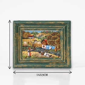 Tablou cu peisaj de vara/toamna (decorat pe sticla) - 9cm x 14cm