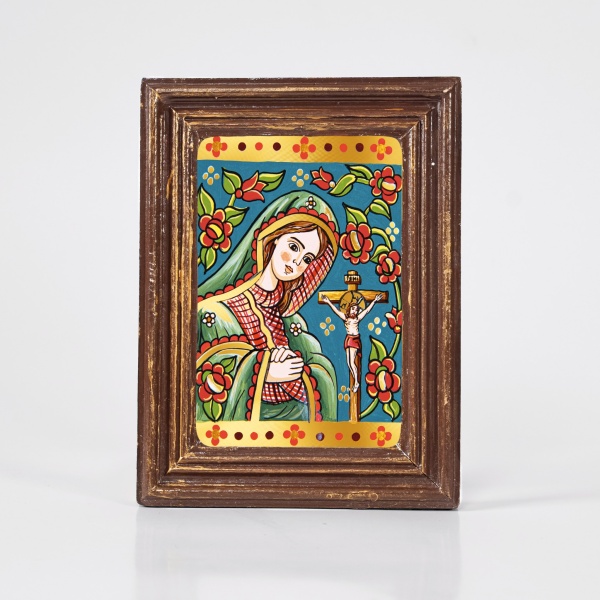 Icoana Tanguirea Maicii Domnului (decorata pe sticla) - 12cm x 16cm