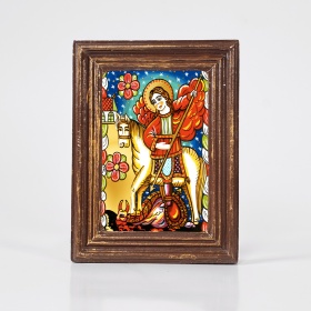Icoana Sfantul Gheorghe (decorata pe sticla) - 12cm x 16cm