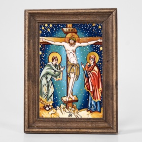 Icoană Rastignirea lui Iisus (decorata pe sticla) - 15cm x 20cm