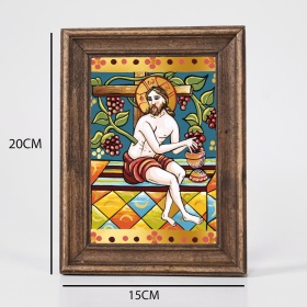 Icoana Hristos si vita de vie (decorata pe sticla) - 15cm x 20cm