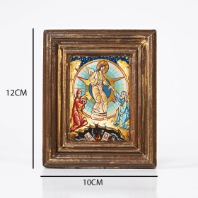 Icoana Pogorarea Mantuitorului Hristos la iad (decorata pe sticla) - 10cm x 12cm