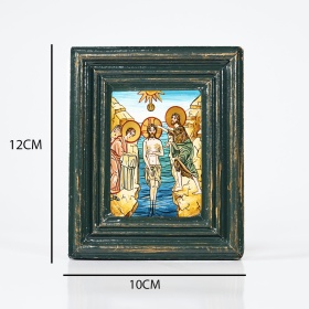 Icoana Botezul Domnului (decorat pe sticla) - 10cm x 12cm