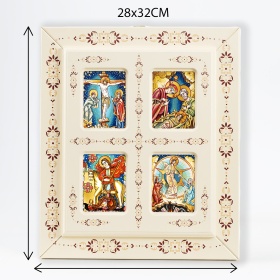 Tablou tip fereastra cu 4 Icoane (decorate pe sticla) - 31cm x 31cm