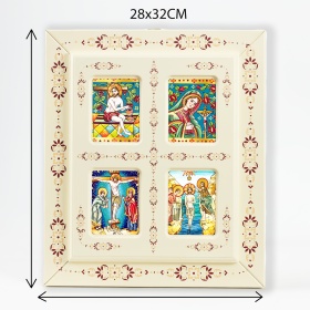 Tablou tip fereastra cu 4 Icoane (decorate pe sticla) - 31cm x 31cm