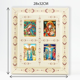 Tablou tip fereastra cu 4 Icoane (decorate pe sticla) - 31cm x 31cm