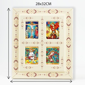 Tablou tip fereastra cu 4 Icoane (decorate pe sticla) - 31cm x 31cm