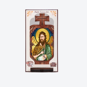 Candela din lemn cu icoana Sf. Ioan Botezatorul - 21 cm x 12 cm